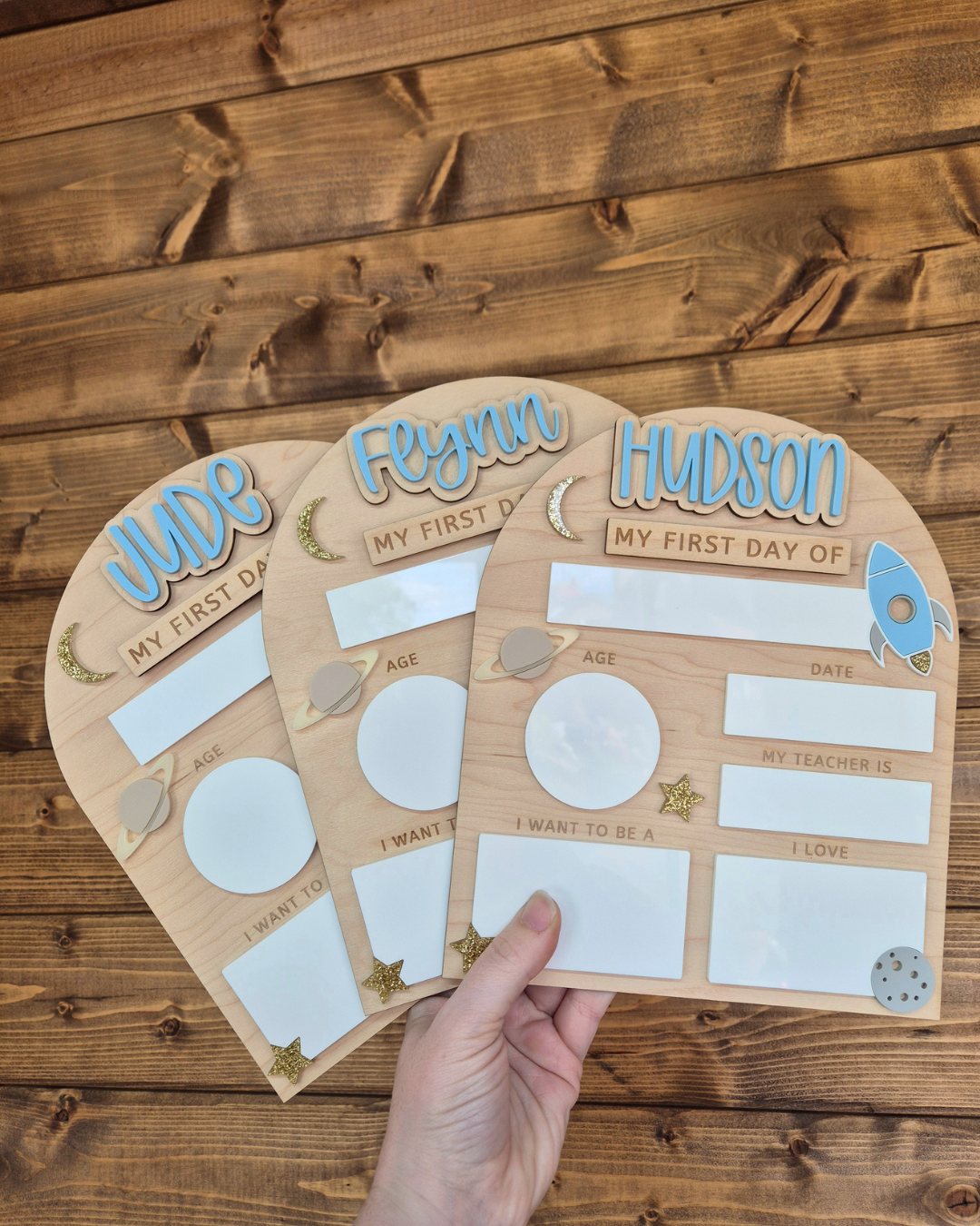 Personalised Space Back to School Board - Reusable Wooden and Acrylic Sign