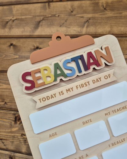 Clipboard Back to School Interchangeable Sign - Personalised First and Last Day of School Board