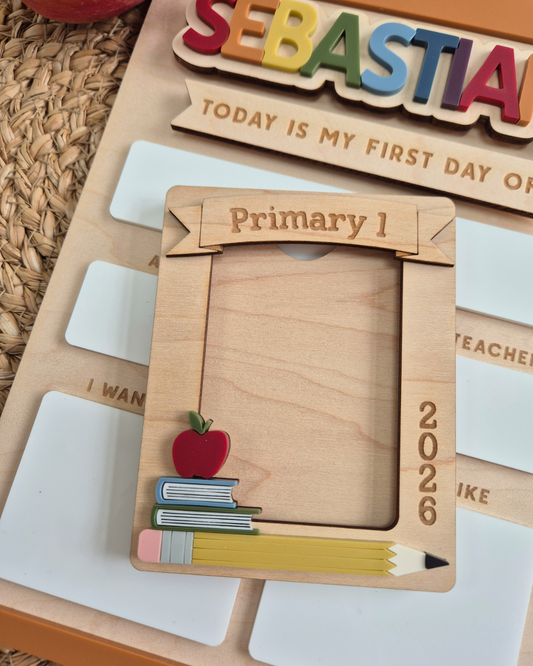 School Picture Frame - Wooden and Acrylic Photo Magnet