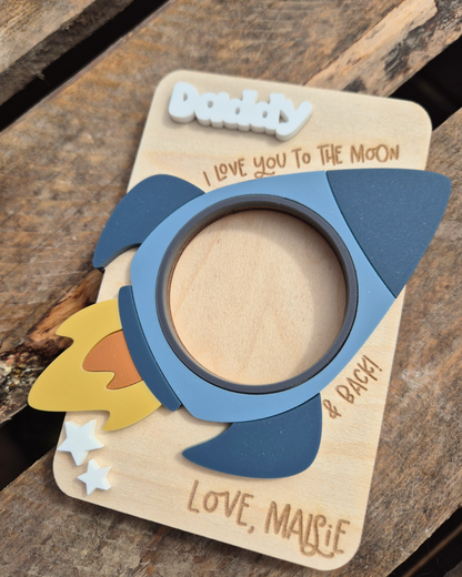 Space Rocket 'I Love You to the Moon' Photo Magnet - Father's Day Gift