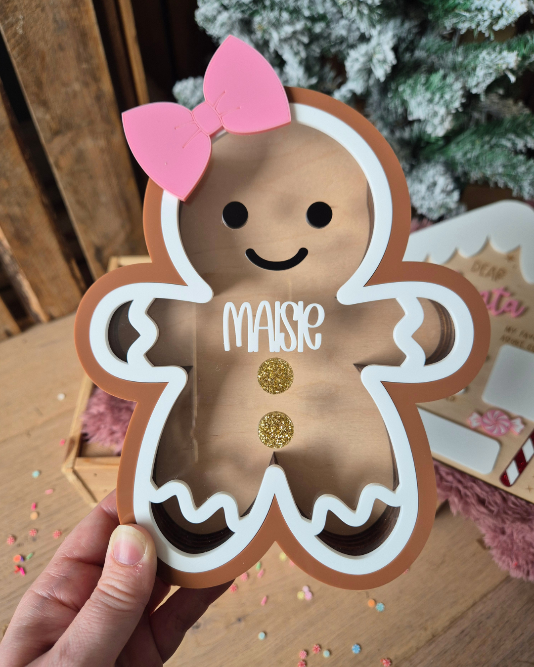 Personalised Gingerbread Christmas Chocolate Box - Seasonal Crate Box Filler
