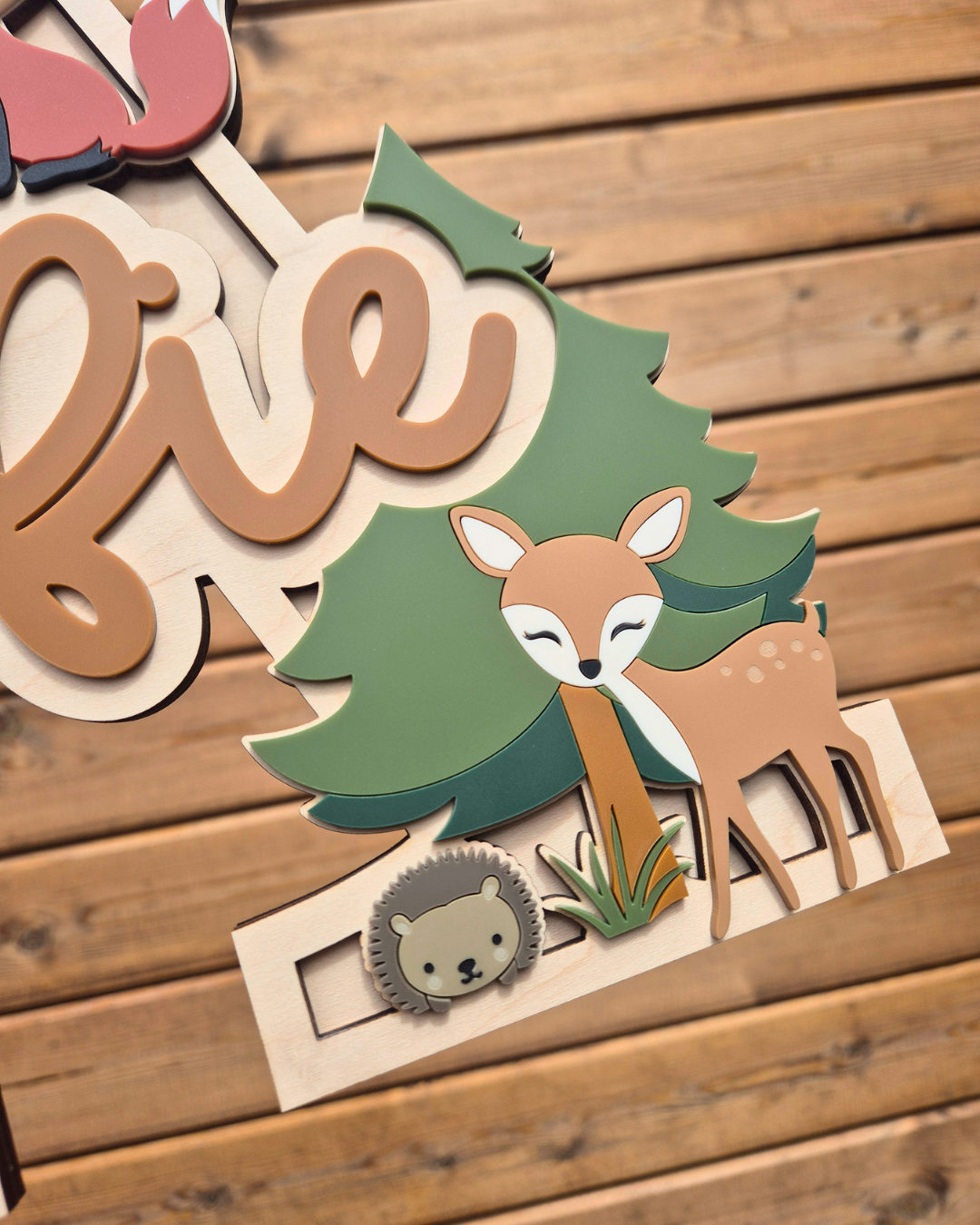Woodland Theme Monogram - Personalised Wooden and Acrylic Name Sign