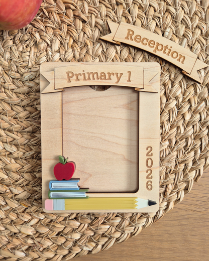 School Picture Frame - Wooden and Acrylic Photo Magnet