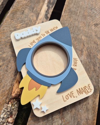 Space Rocket 'I Love You to the Moon' Photo Magnet - Father's Day Gift
