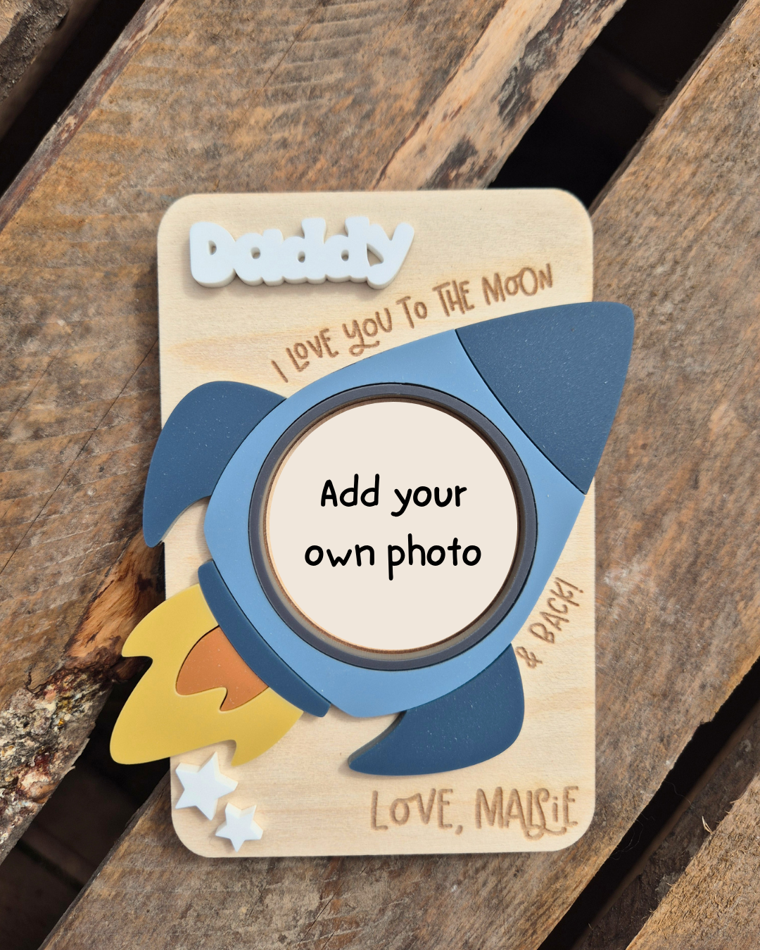 Space Rocket 'I Love You to the Moon' Photo Magnet - Father's Day Gift
