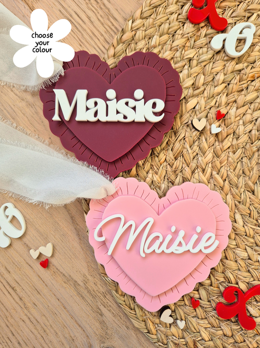 Personalised Ruffle Heart Basket Tag – Valentine’s Name Decoration