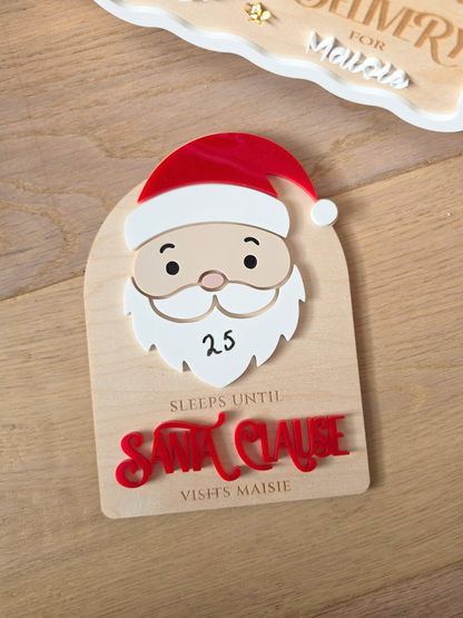 Personalised Santa Countdown - Wooden and Acrylic Plaque