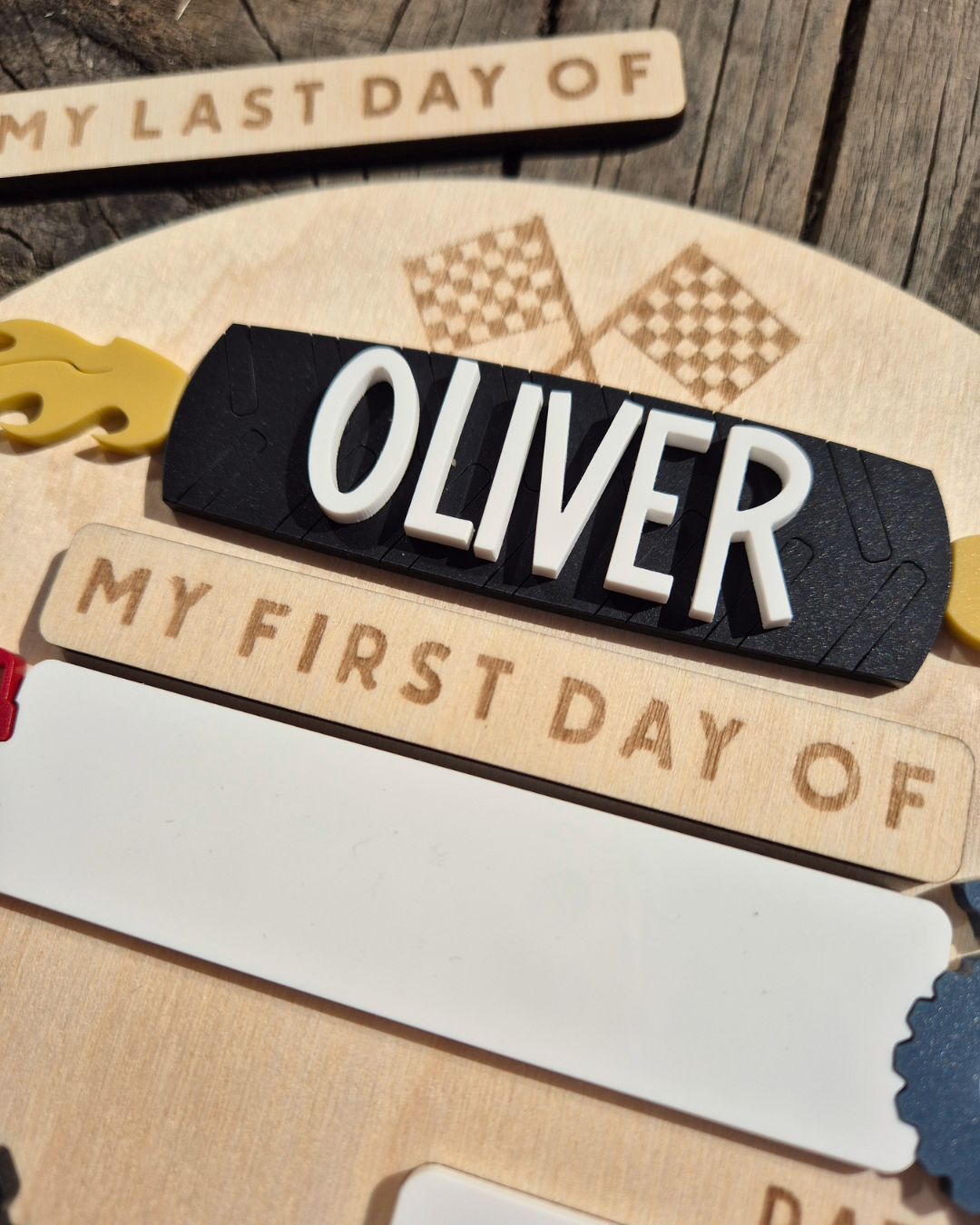 Personalised Monster Truck Back to School Board - Reusable Wooden and Acrylic Sign