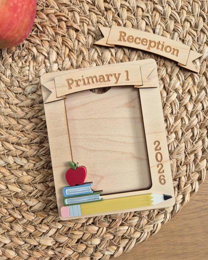 School Picture Frame - Wooden and Acrylic Photo Magnet