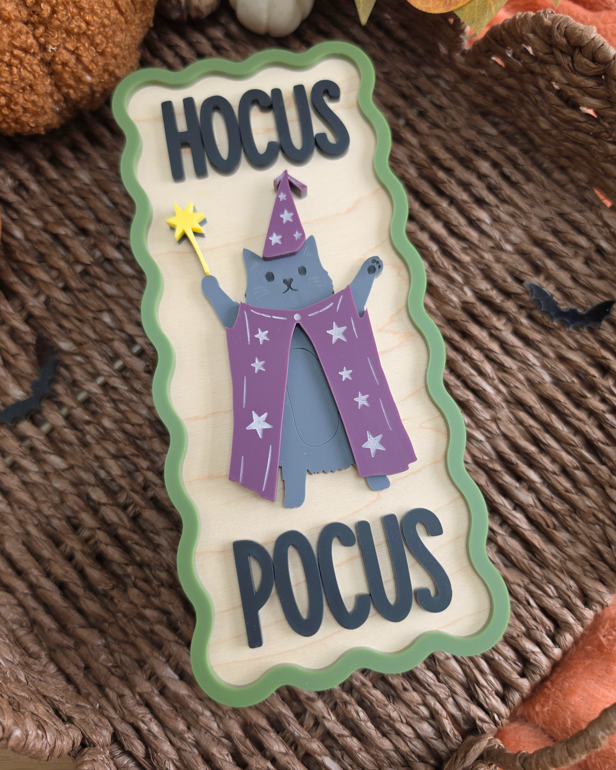 Hocus Pocus Magician Cat - Acrylic and Wooden Wall Decor