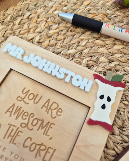 Teacher Sticky Notes and Holder - Apple and Pencil Themed Personalised Gift