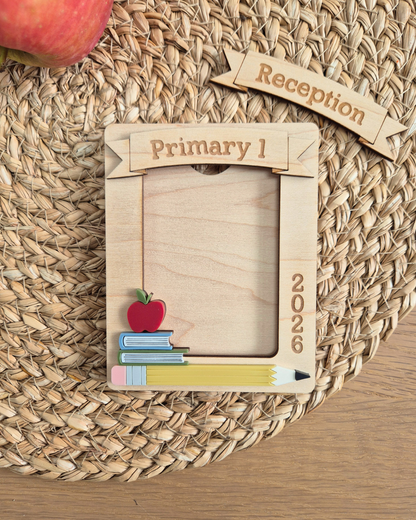 School Picture Frame - Wooden and Acrylic Photo Magnet