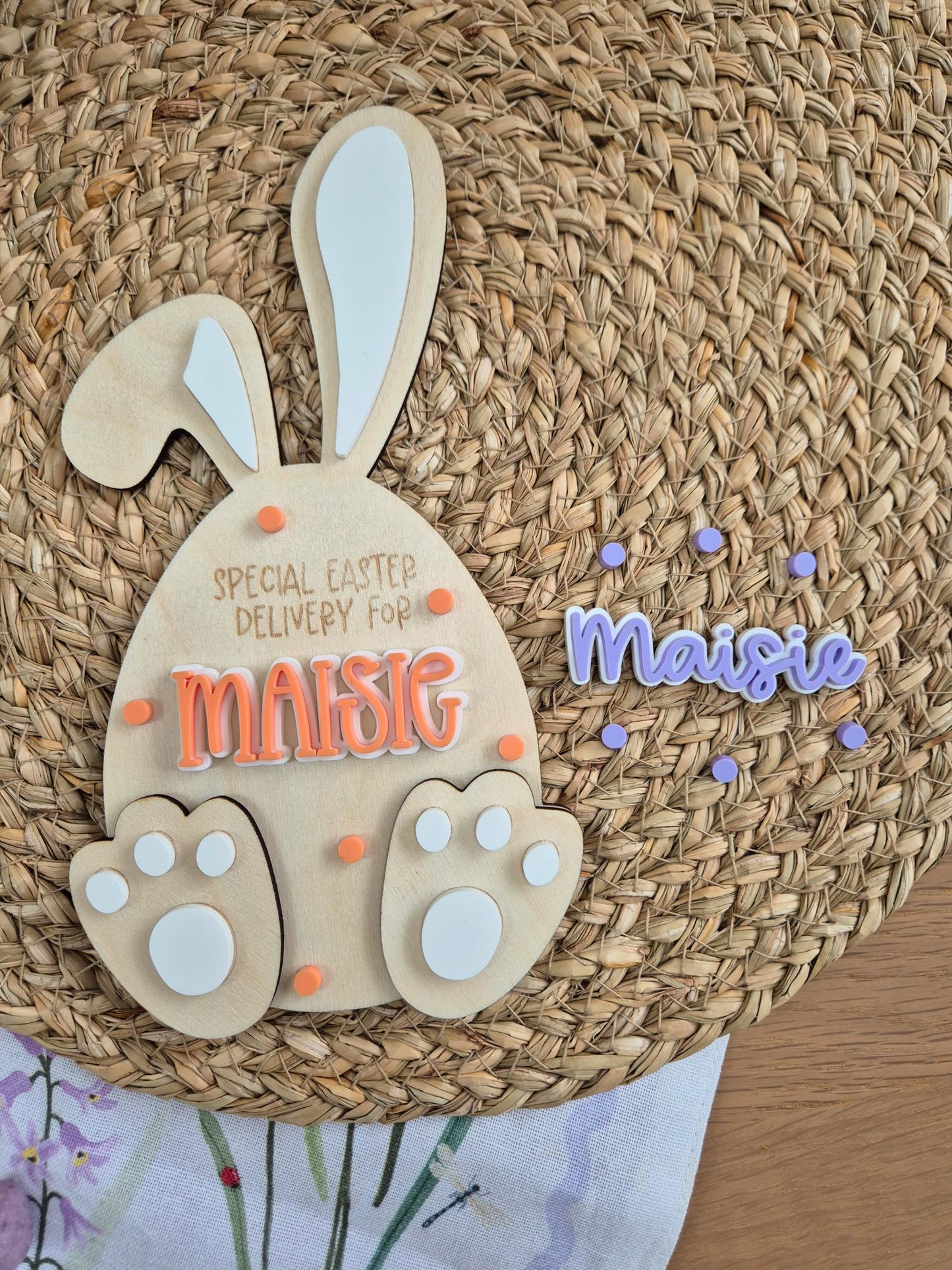 Easter Bunny Crate Plaque - Personalised Wooden and Acrylic Sign