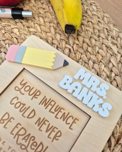 Teacher Sticky Notes and Holder - Apple and Pencil Themed Personalised Gift