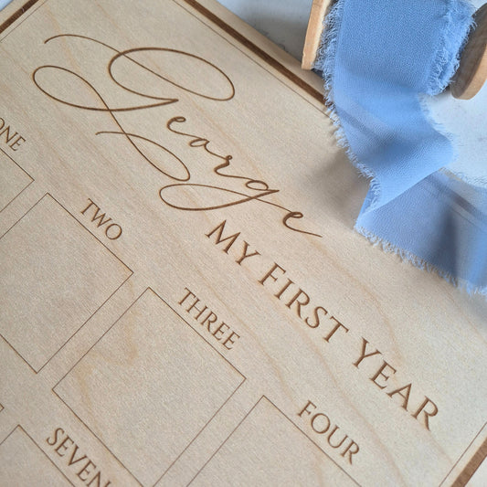Vintage My First Year Photo Board - Elegant Monthly Milestone Photo Prop