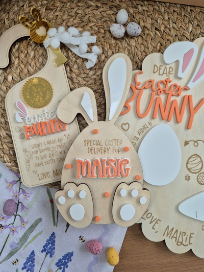 Personalised Easter Bunny Magic Key Door Hanger - Wooden and Acrylic Decoration