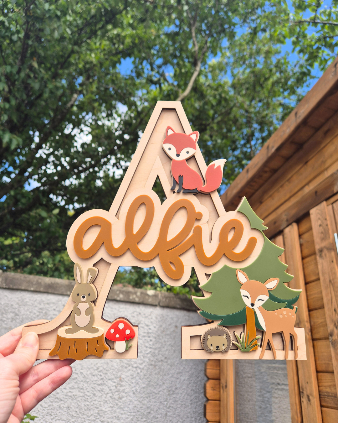 Woodland Theme Monogram - Personalised Wooden and Acrylic Name Sign