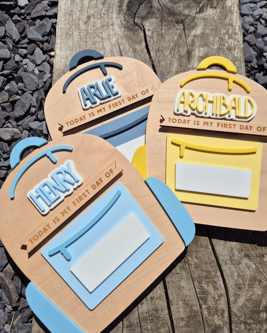School Bag Mini First and Last Day of School Sign - Personalised Backpack Theme Photo Prop
