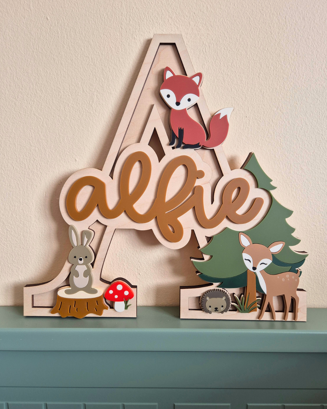 Woodland Theme Monogram - Personalised Wooden and Acrylic Name Sign
