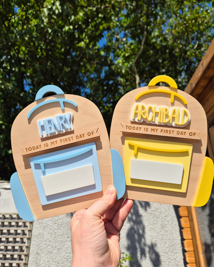 School Bag Mini First and Last Day of School Sign - Personalised Backpack Theme Photo Prop