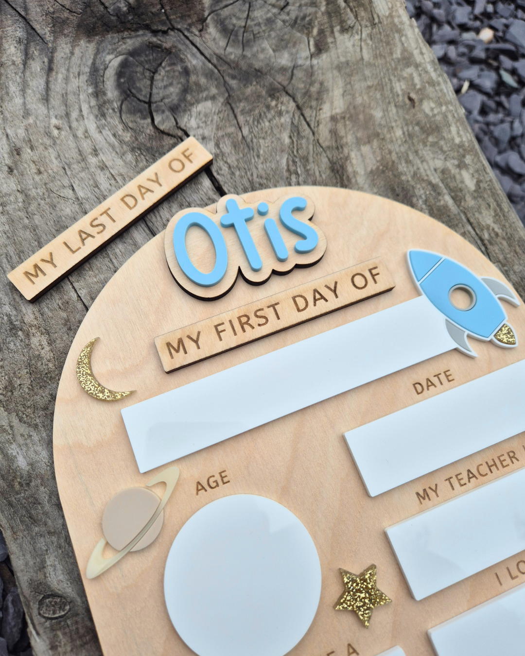 Personalised Space Back to School Board - Reusable Wooden and Acrylic Sign