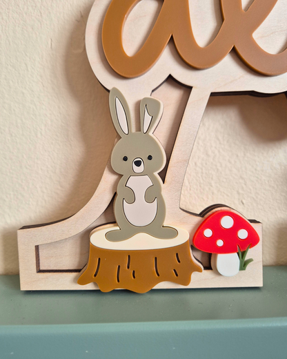 Woodland Theme Monogram - Personalised Wooden and Acrylic Name Sign