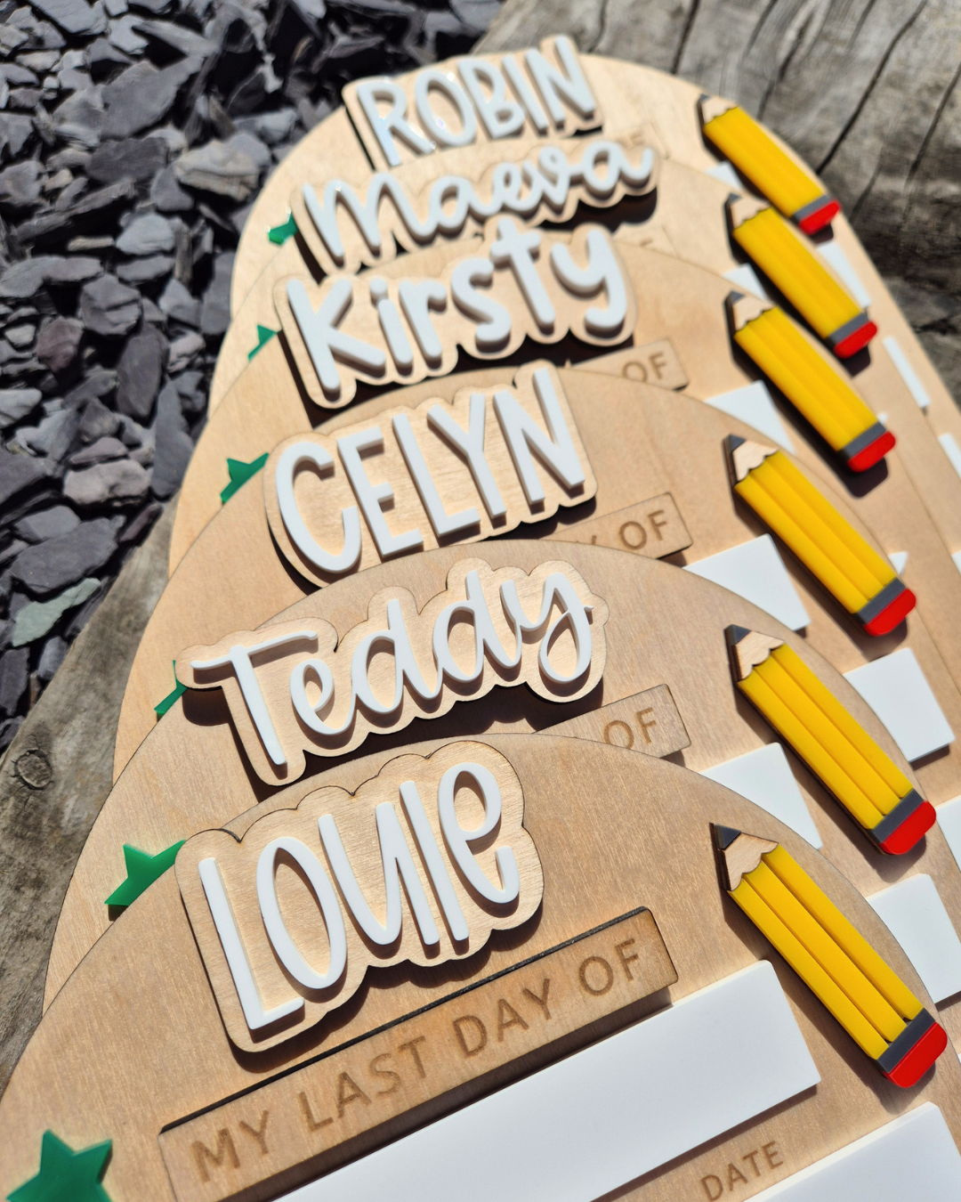 Personalised Back to School Board Pencil Theme Layout 2 - Reusable Wooden and Acrylic Sign