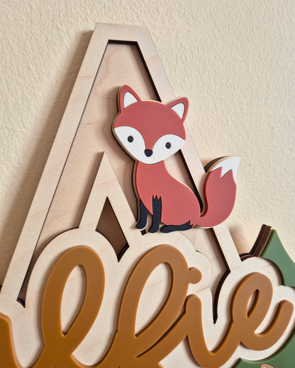 Woodland Theme Monogram - Personalised Wooden and Acrylic Name Sign