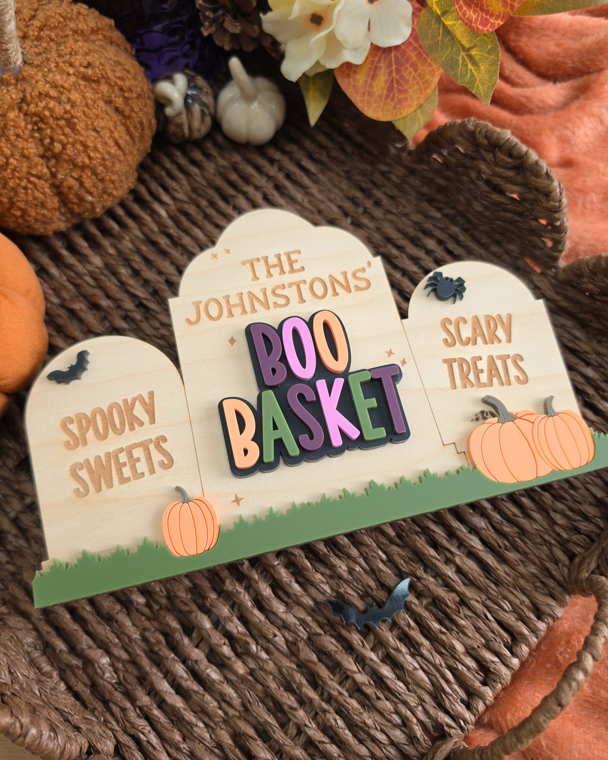 Haunted Graveyard Interchangeable Crate and Boo Basket Plaque