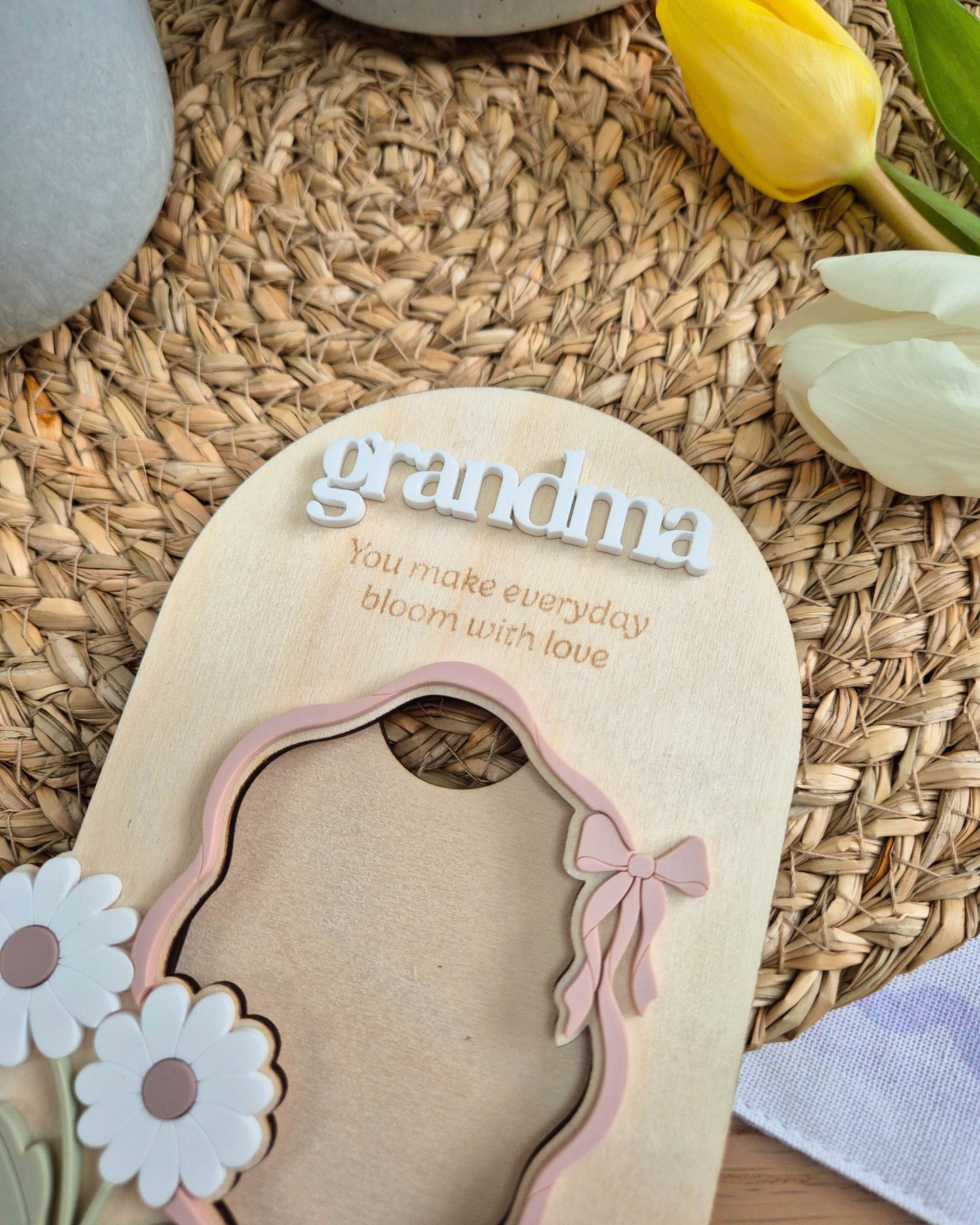 Personalised Floral Mother’s Day Photo Frame Magnet - Wooden and Acrylic Keepsake Gift