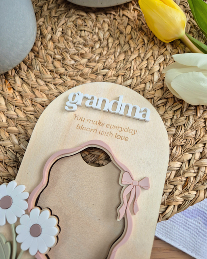 Personalised Floral Mother’s Day Photo Frame Magnet - Wooden and Acrylic Keepsake Gift