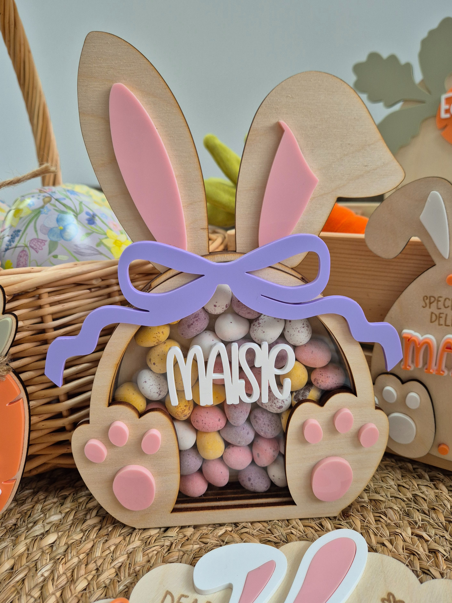 Easter Bunny Chocolate Box - Personalised Wooden and Acrylic Decoration