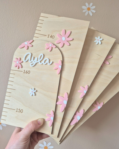 Personalised Daisy Height Chart - Custom Colour Wooden and Acrylic Growth Ruler