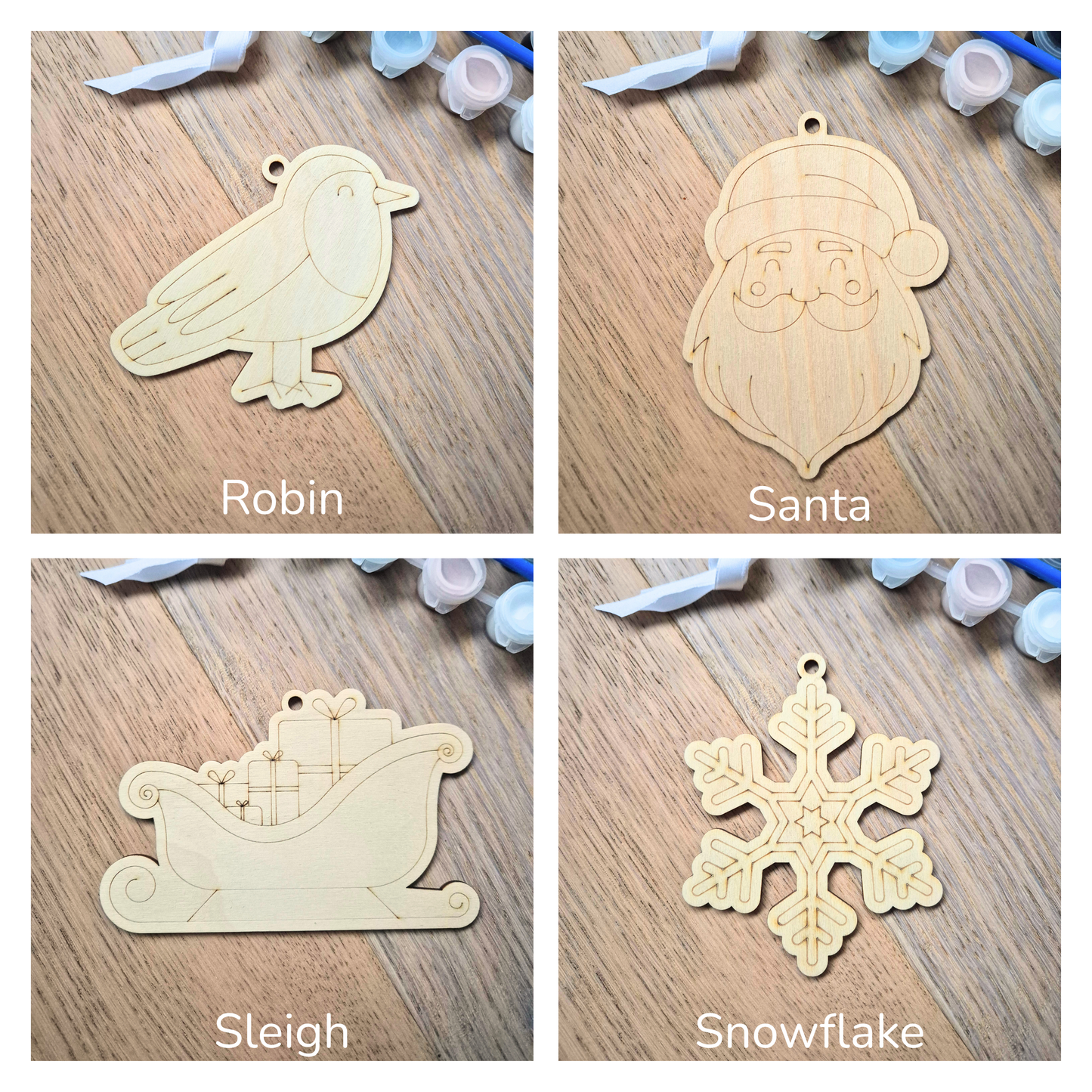 Additional Wooden Shapes for the Paint Your Own Christmas Ornament Kits
