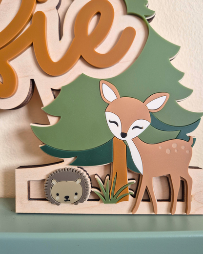Woodland Theme Monogram - Personalised Wooden and Acrylic Name Sign