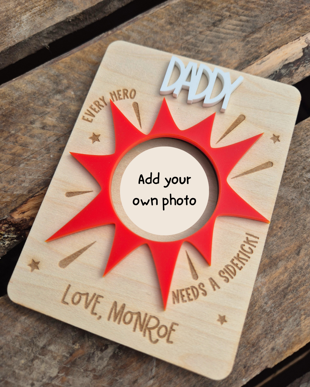 Superhero and Sidekick Photo Magnet - Personalised Father's Day Gift