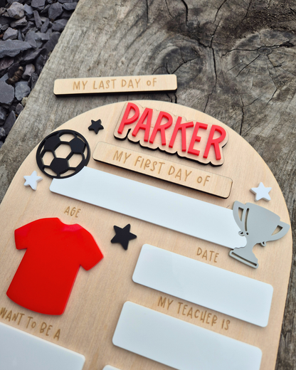 Personalised Football Team Back to School Board - Reusable Wooden and Acrylic Sign