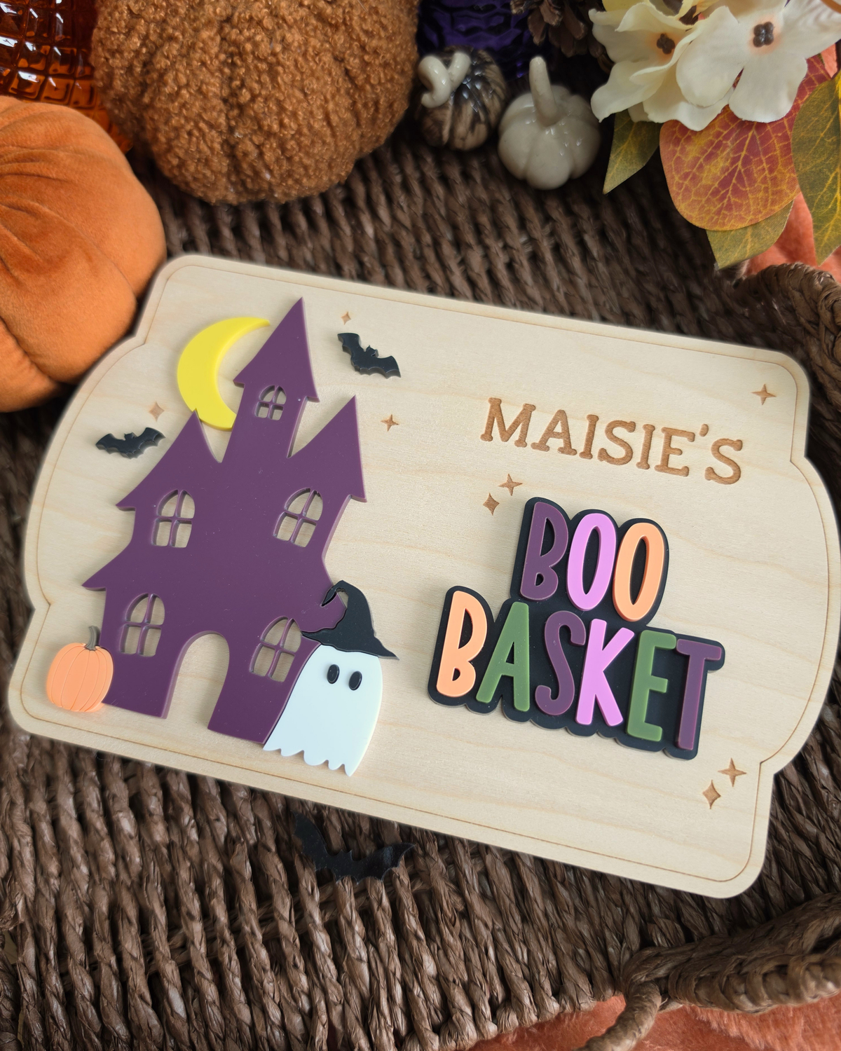 Haunted House Interchangeable Crate and Boo Basket Plaque