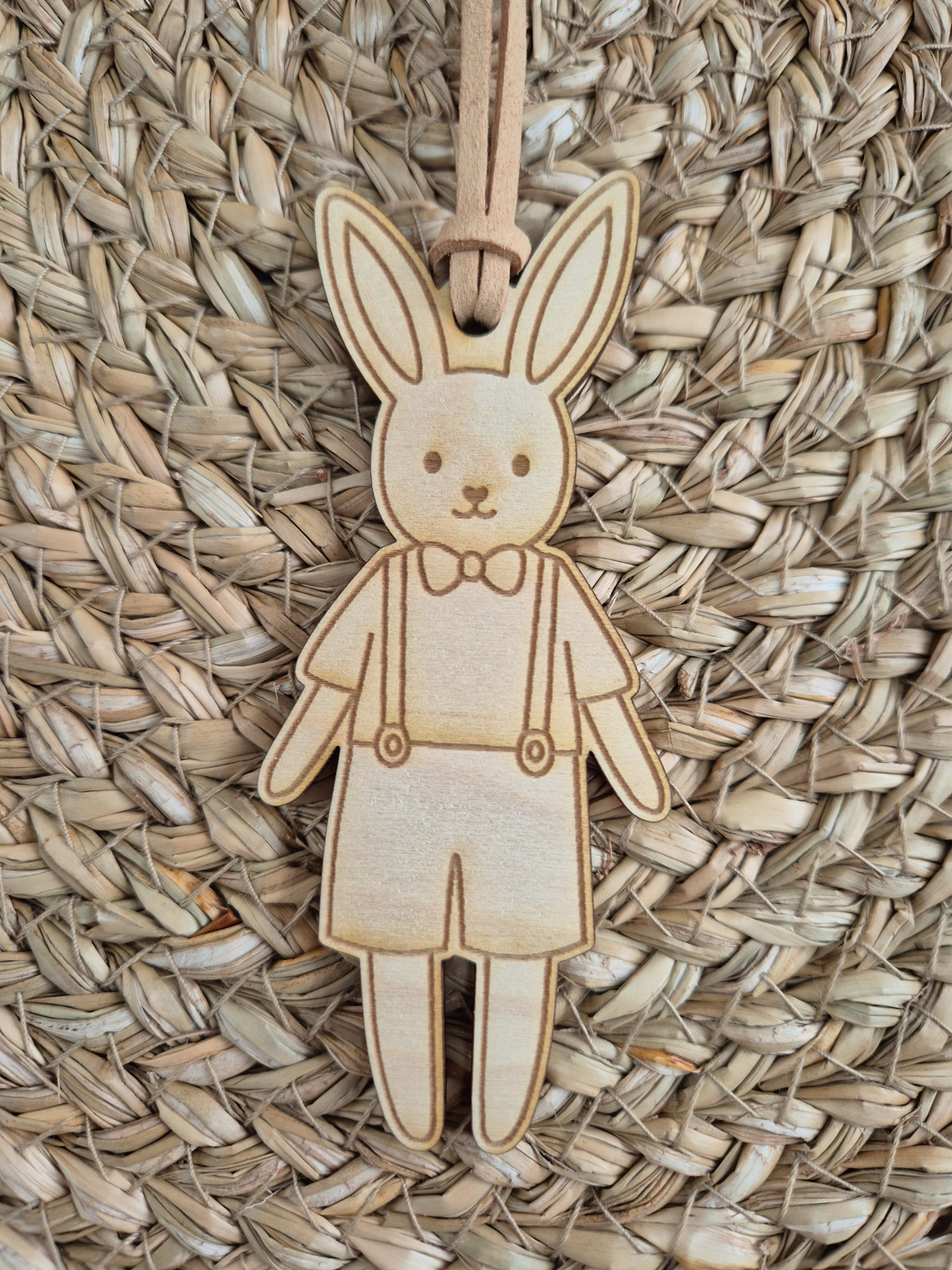 Set of 4 Engraved Bunny Doll Wooden Gift Tags - Easter and Birthday Present Labels