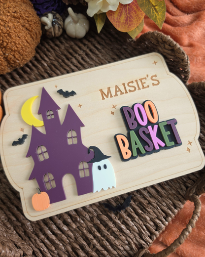 Haunted House Interchangeable Crate and Boo Basket Plaque