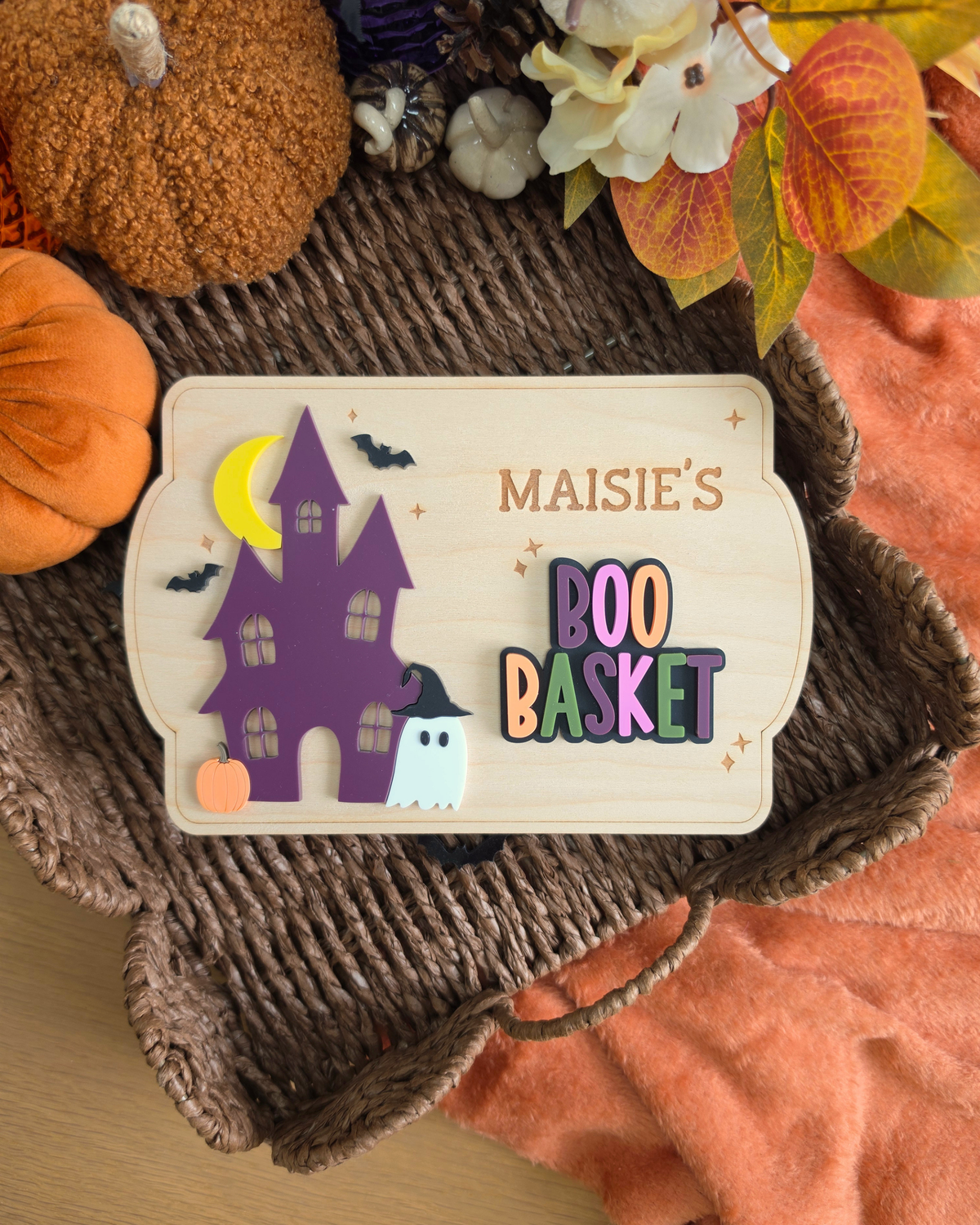 Haunted House Interchangeable Crate and Boo Basket Plaque