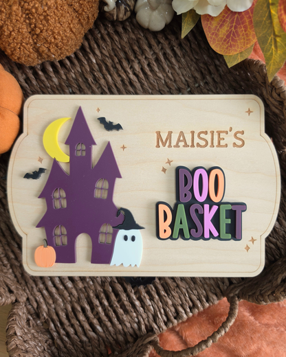 Haunted House Interchangeable Crate and Boo Basket Plaque