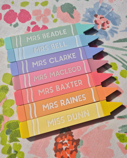Set of 4 Personalised Retro Crayon Magnets - Custom Colour Acrylic and Wooden Gift