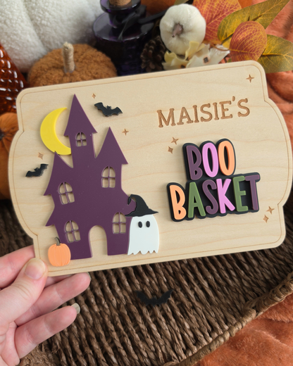 Haunted House Interchangeable Crate and Boo Basket Plaque
