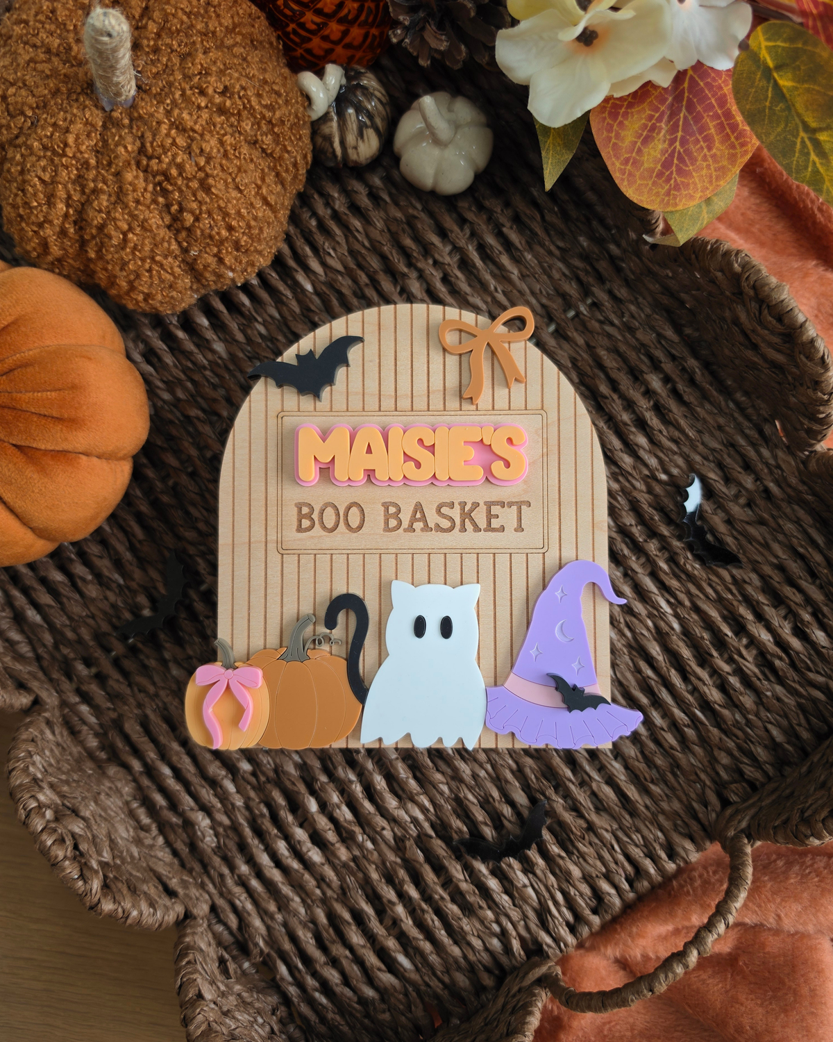 Spooky Cute Interchangeable Crate and Boo Basket Plaque