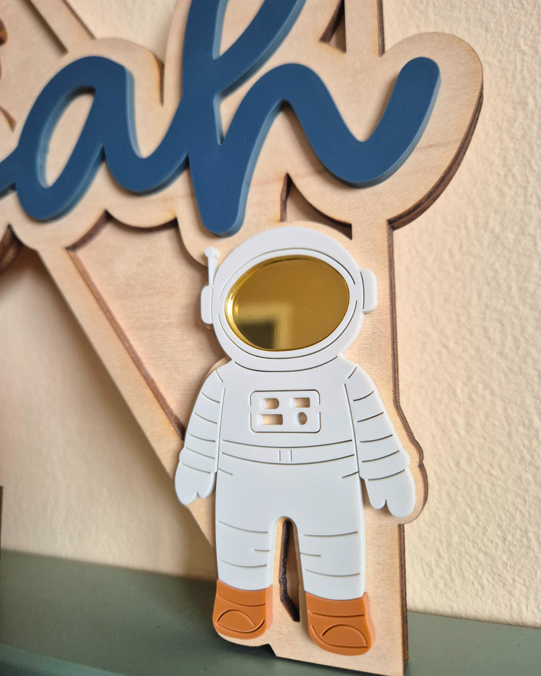 Rocket and Astronaut Monogram - Personalised Wooden and Acrylic Name Sign