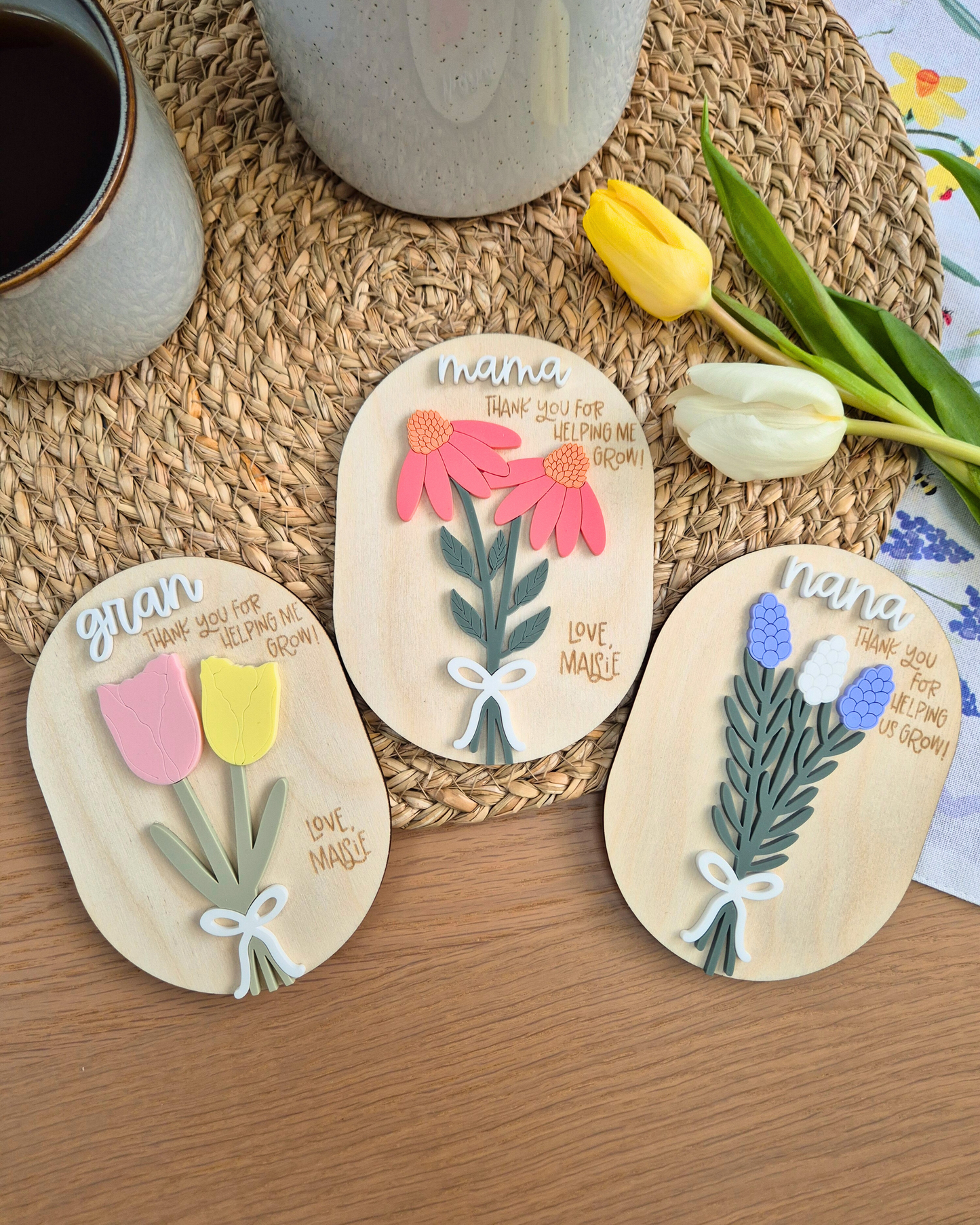 Personalised Floral Mother’s Day Magnet – “Thank You for Helping Me Grow”