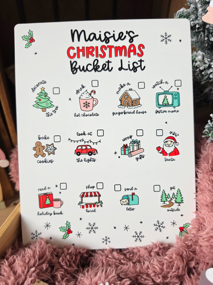 * LIMITED EDITION * Christmas Bucket List Activity Board - Personalised Acrylic Dry-wipe Sign