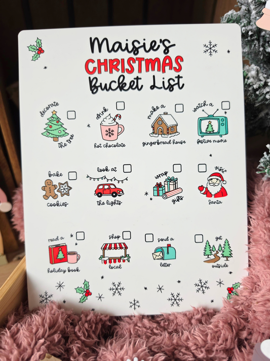 * LIMITED EDITION * Christmas Bucket List Activity Board - Personalised Acrylic Dry-wipe Sign