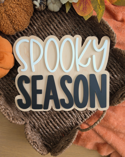 Custom Colour Spooky Season Wall Sign - Wooden and Acrylic Halloween Decor